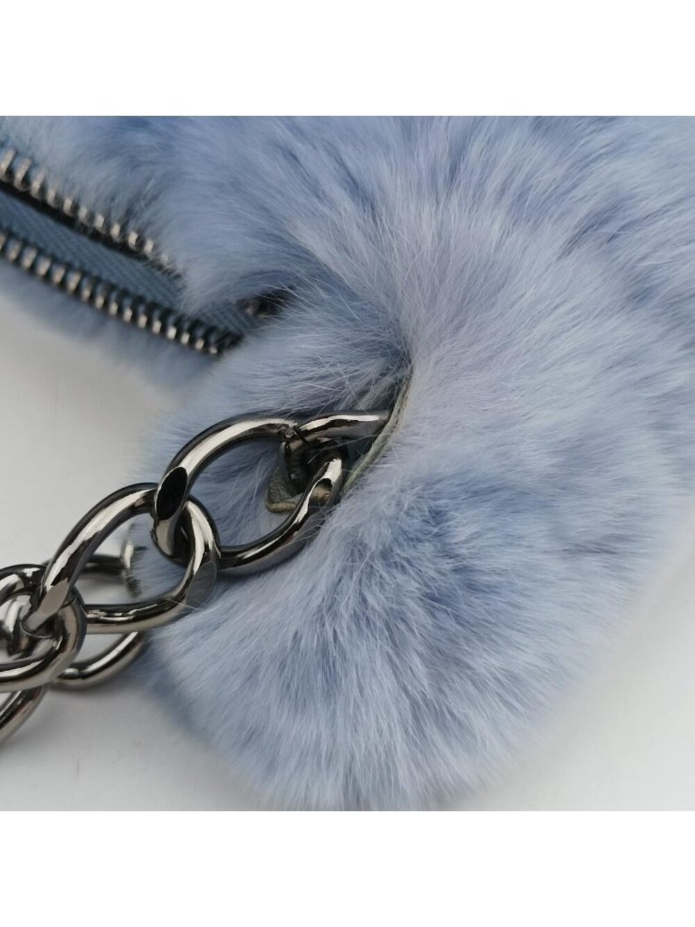 Chanel CC Logo Light Blue Rabbit Fur - Picture 15 of 16